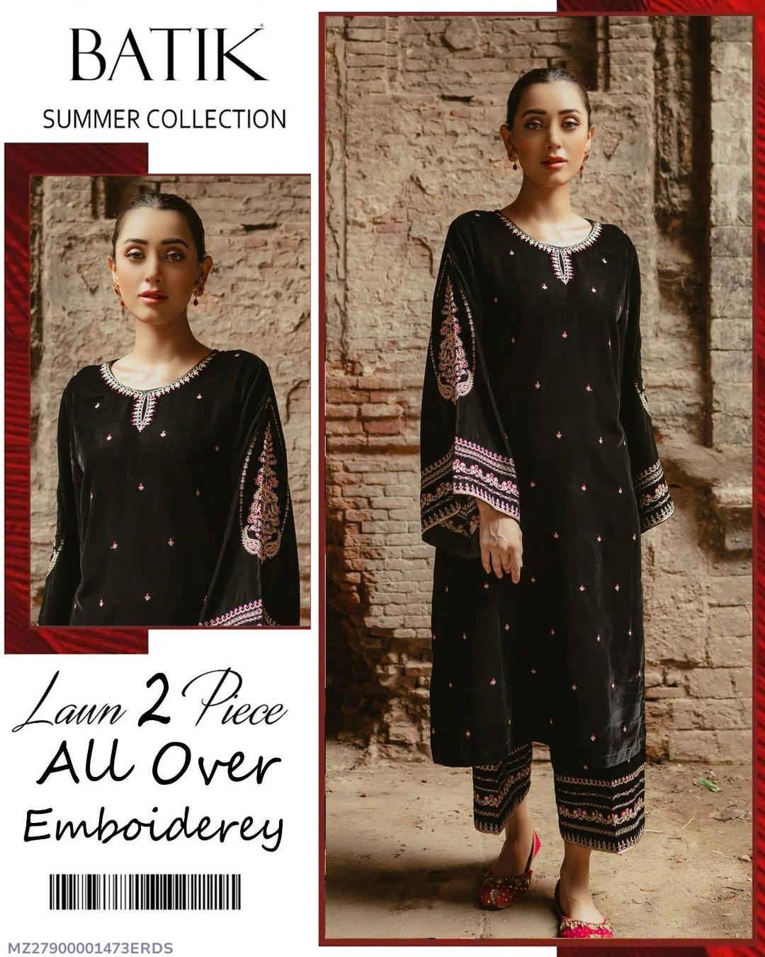 2 pcs women's unstitched embroidered suit 2 pcs women's unstitched embroidered suit